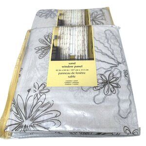 PIER 1 IMPORTS Curtains Pair of Panels Sand Floral Sheer Rod Pocket NEW 42x84